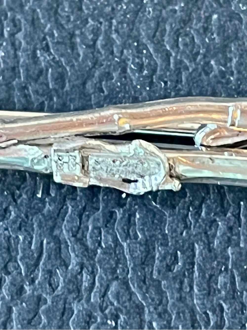 VTG Wells Sterling Silver Ski & Pole Brooch Pin 3” Winter Sport Novelty Lapel